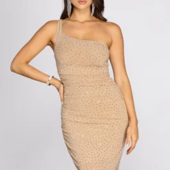 Windsor. Amari Heat Stone One Shoulder Midi Dress -Deals Skirt Store 05001 0252 3