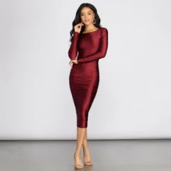 Windsor. Nova Ruched Sides Midi Dress