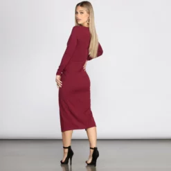 Windsor. Keily Formal Ruched Crepe Midi Dress 12 Windsor. Keily Formal Ruched Crepe Midi Dress -Deals Skirt Store 05001 0328 2