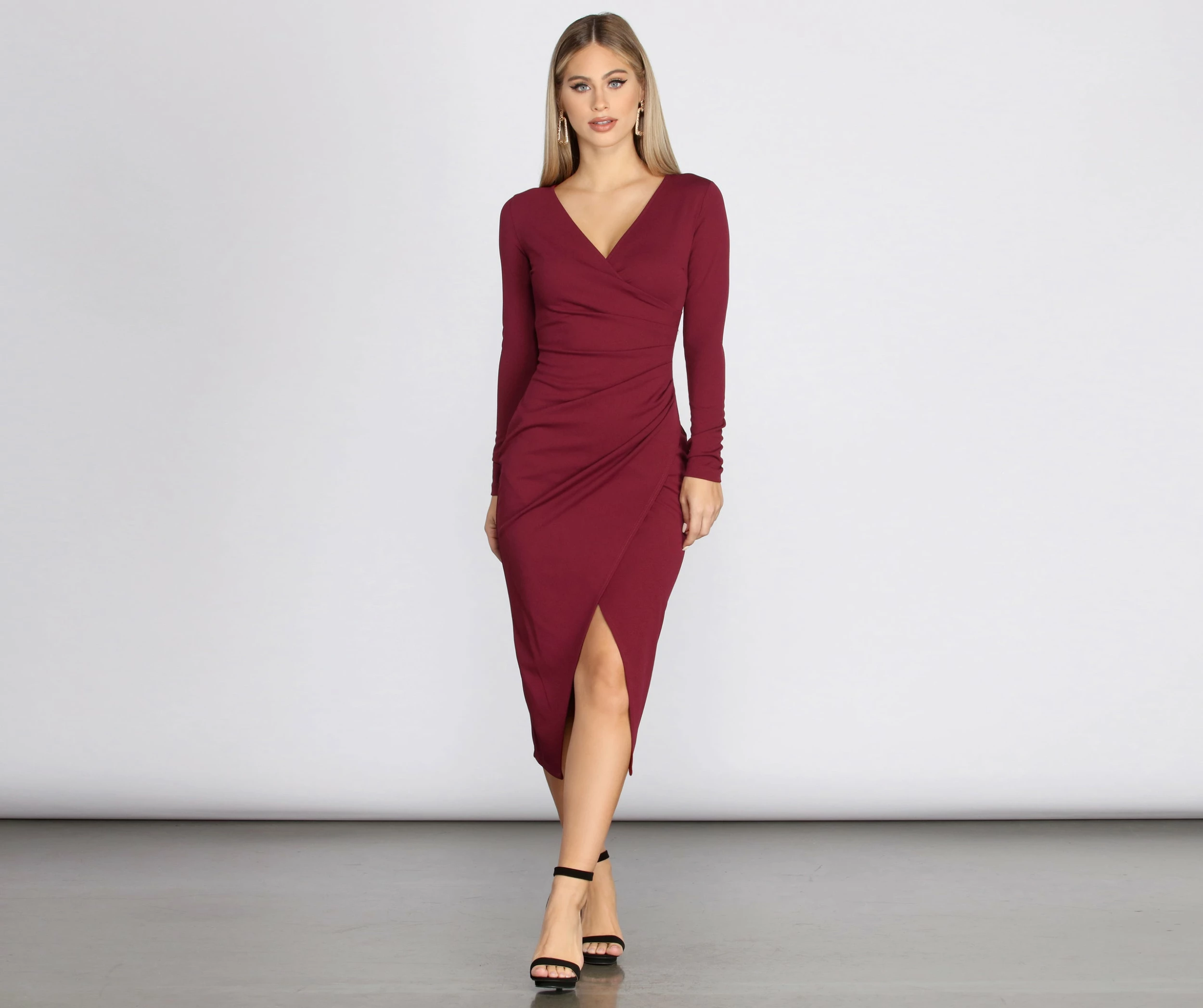 Windsor. Keily Formal Ruched Crepe Midi Dress 3 Windsor. Keily Formal Ruched Crepe Midi Dress
