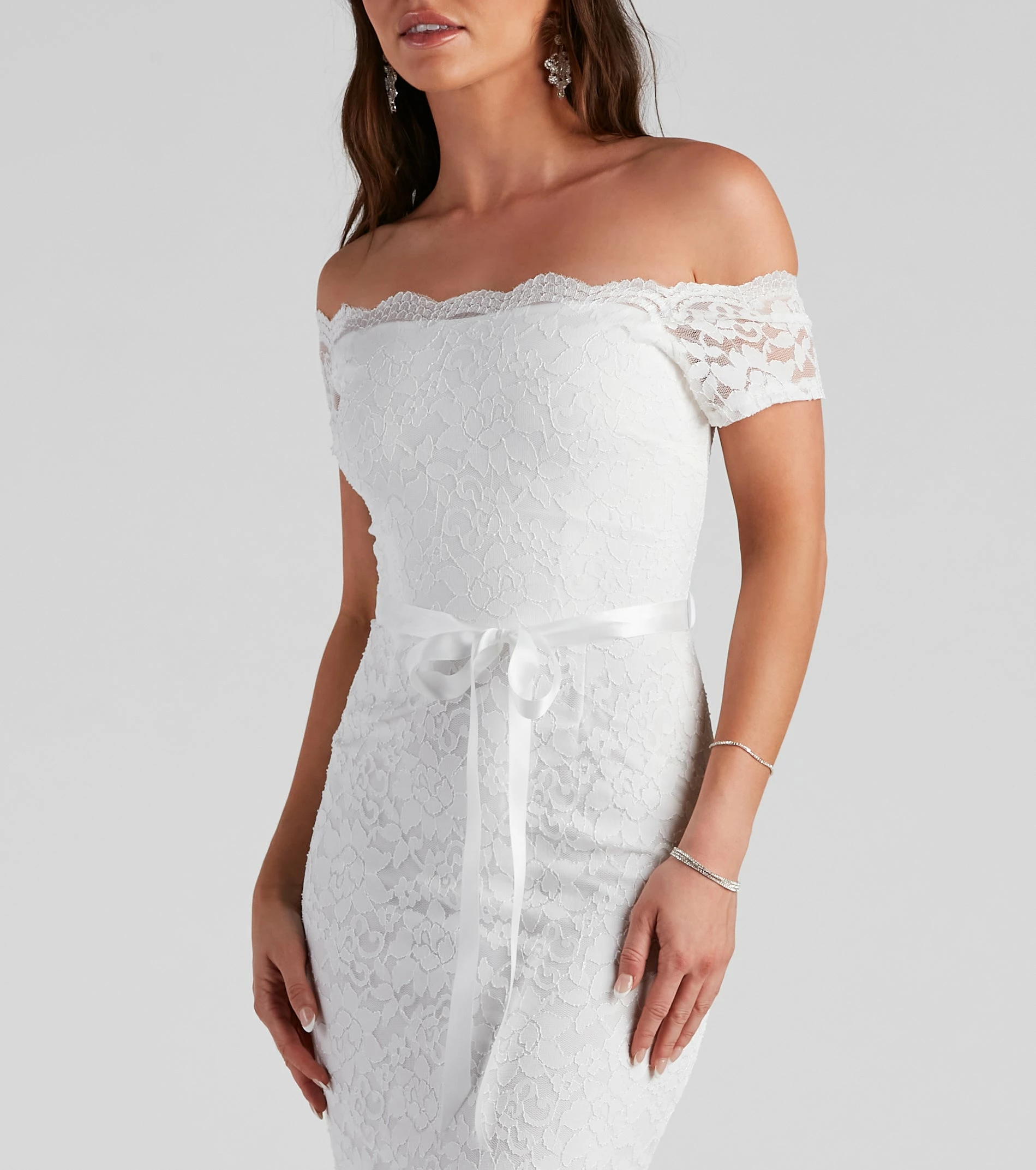 Windsor. Paige Formal Off-The-Shoulder Scalloped Lace Dress 4 Windsor. Paige Formal Off-The-Shoulder Scalloped Lace Dress - Image 2