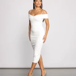 Windsor. Valeria Formal Off-The-Shoulder Crepe Midi Dress -Deals Skirt Store 05001 0472 4 e81aaf97 28c9 4494 b928 5377d9b3796e