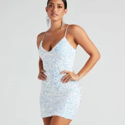 Windsor. Kathy Iridescent Sequin Mini Dress