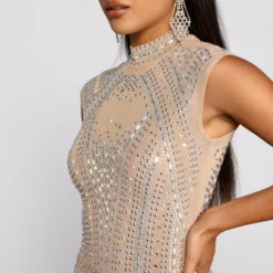 Windsor. Vicky Heat Stone Mesh Mini Dress -Deals Skirt Store 05001 0513 3