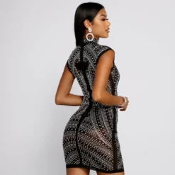 Windsor. Vicky Heat Stone Mesh Mini Dress -Deals Skirt Store 05001 0514 2