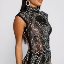 Windsor. Vicky Heat Stone Mesh Mini Dress -Deals Skirt Store 05001 0514 3