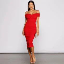 Windsor. Valeria Formal Off-The-Shoulder Crepe Midi Dress -Deals Skirt Store 05001 0533 1 935672bb 679d 43ee 9991 ef7057e61a50