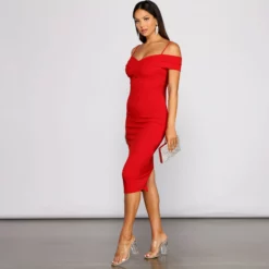 Windsor. Valeria Formal Off-The-Shoulder Crepe Midi Dress -Deals Skirt Store 05001 0533 4 cd79c58c ffee 46b7 9c5c 7497a477abe5