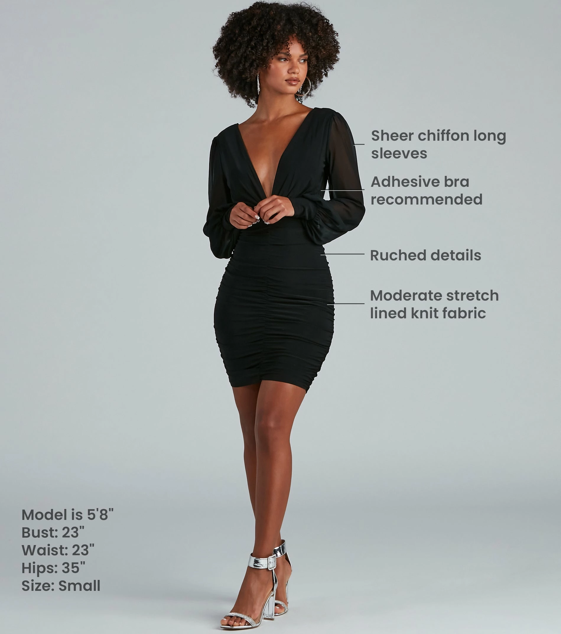 Windsor. Amaria Formal Ruched Chiffon Mini Dress 7 Windsor. Amaria Formal Ruched Chiffon Mini Dress - Image 5