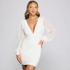 Windsor. Amaria Formal Ruched Chiffon Mini Dress 27 Windsor. Amaria Formal Ruched Chiffon Mini Dress -Deals Skirt Store 05001 0613 1