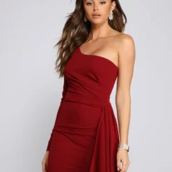 Windsor. Emily One-Shoulder Pleated Asymmetric Mini Dress -Deals Skirt Store 05001 0618 4 1