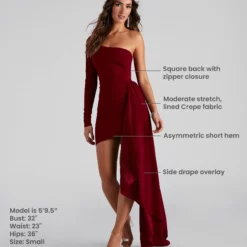 Windsor. Emily One-Shoulder Pleated Asymmetric Mini Dress -Deals Skirt Store 05001 0618 9