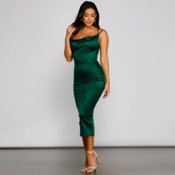 Windsor. Maya Cowl Neck Satin Formal Dress -Deals Skirt Store 05001 0621 4