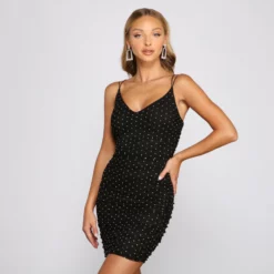 Windsor. Kylie Rhinestone Mesh Mini Dress -Deals Skirt Store 05001 0656 1 1
