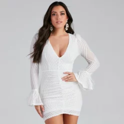 Windsor. Paola Feather Trim Sequin Bodycon Dress