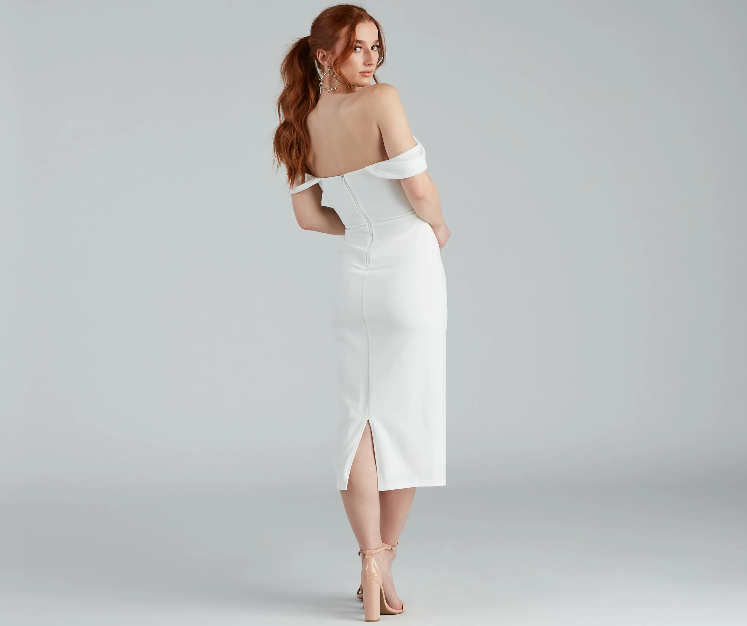 Windsor. Sheila Crepe Corset Midi Formal Dress 8 Windsor. Sheila Crepe Corset Midi Formal Dress - Image 6