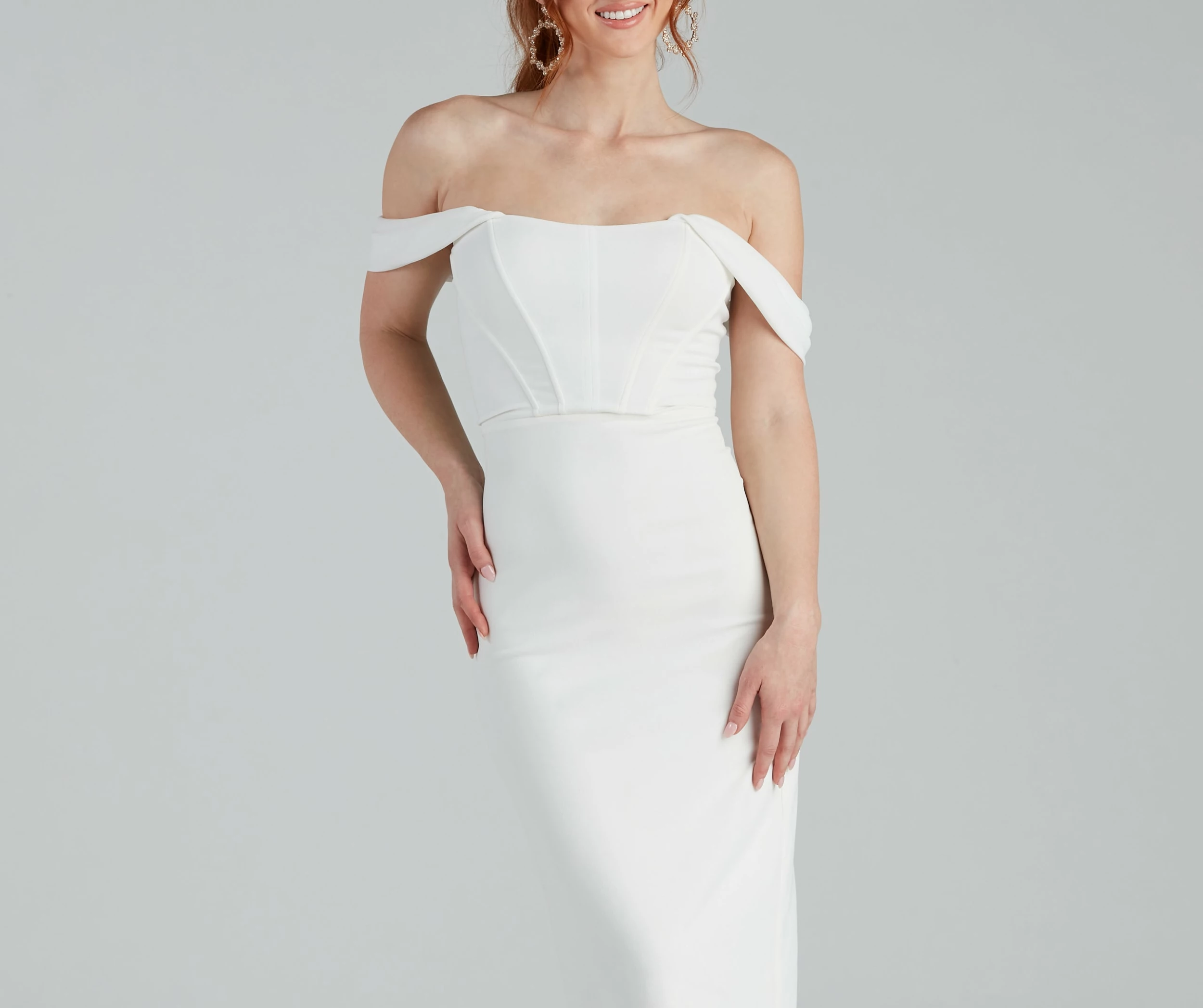 Windsor. Sheila Crepe Corset Midi Formal Dress 9 Windsor. Sheila Crepe Corset Midi Formal Dress - Image 7