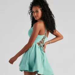 Windsor. Isabella Lace-Up Back Skater Dress -Deals Skirt Store 05001 0950 2