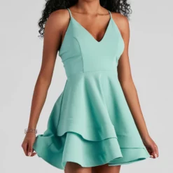 Windsor. Isabella Lace-Up Back Skater Dress -Deals Skirt Store 05001 0950 4