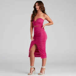 Windsor. Colette Formal Ruched Midi Dress -Deals Skirt Store 05001 0960 3