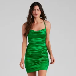 Windsor. Ari Formal Satin Lace-Up Party Dress