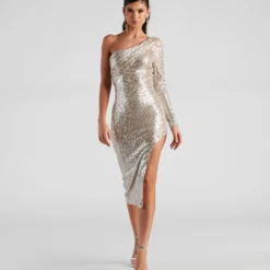 Windsor. Mellie Formal Sequin Midi Dress