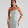 Windsor. Karla Sequin Iridescent Bodycon Party Dress