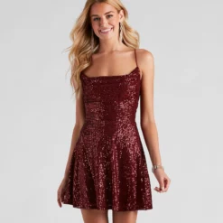 Windsor. Sabina Sequin Mesh Party Dress