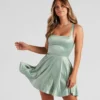 Windsor. Sabrina Satin Lace-Up Party Dress