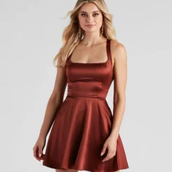 Windsor. Sabrina Satin Lace-Up Party Dress -Deals Skirt Store 05001 1105 1