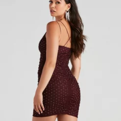 Windsor. Kylie Rhinestone Mesh Mini Dress