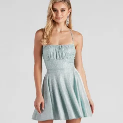 Windsor. Violet Woven Glitter Party Dress