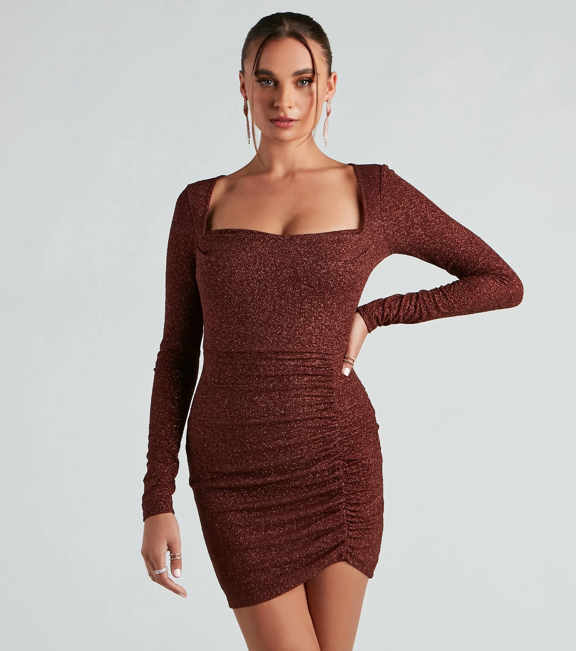 Windsor. Toni Glitter Cowl Neck Mini Dress 7 Windsor. Toni Glitter Cowl Neck Mini Dress - Image 5