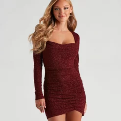 Windsor. Toni Glitter Cowl Neck Mini Dress