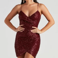 Windsor. Felicity Sequin Wrap Party Dress -Deals Skirt Store 05001 1268 4