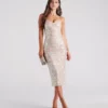 Windsor. Jeanne Formal Sequin Midi Dress