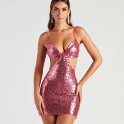 Windsor. Jillian Sequin Cutout Party Dress