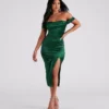 Windsor. Kathryn Formal Satin Corset Midi Dress