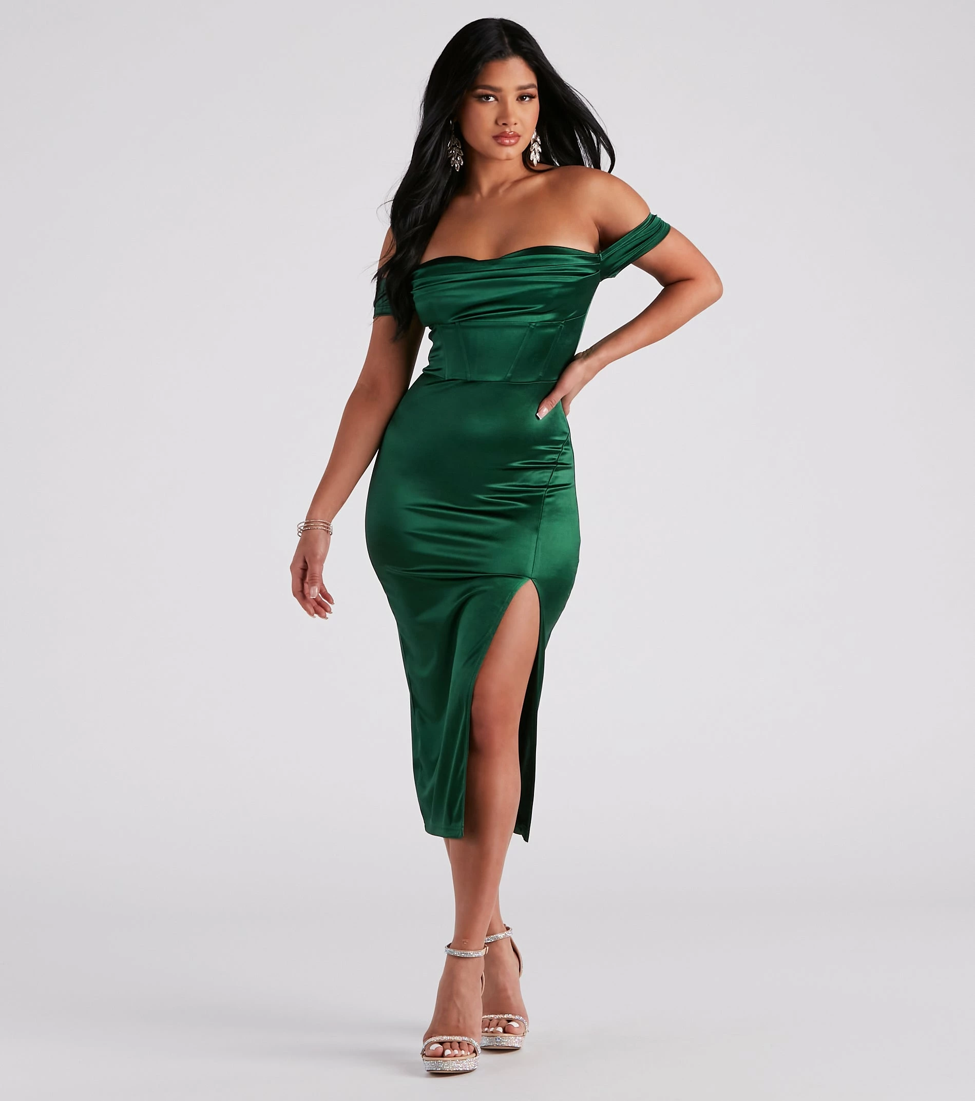 Windsor. Kathryn Formal Satin Corset Midi Dress 3 Windsor. Kathryn Formal Satin Corset Midi Dress