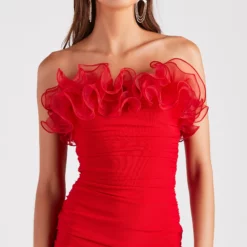 Windsor. Krista Strapless Tulle Ruffle Party Dress 17 Windsor. Krista Strapless Tulle Ruffle Party Dress -Deals Skirt Store 05001 1401 4