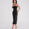 Windsor. Lizzy Feather Trim Satin Slip Dress
