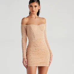 Windsor. Marilyn Rhinestone Mesh Mini Dress