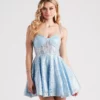 Windsor. Grace Formal Sequin Lace Skater Dress