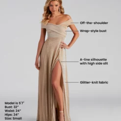 Windsor. Kaliyah Formal High Slit Lurex Dress -Deals Skirt Store 05002 0060 9