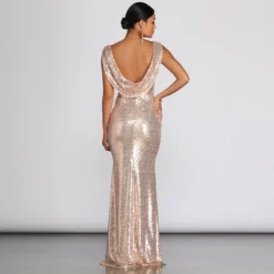 Windsor. Paloma Cowl Back Sequin Gown