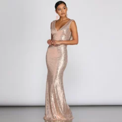Windsor. Paloma Cowl Back Sequin Gown -Deals Skirt Store 05002 0110 3