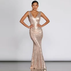 Windsor. Paloma Cowl Back Sequin Gown -Deals Skirt Store 05002 0110 4
