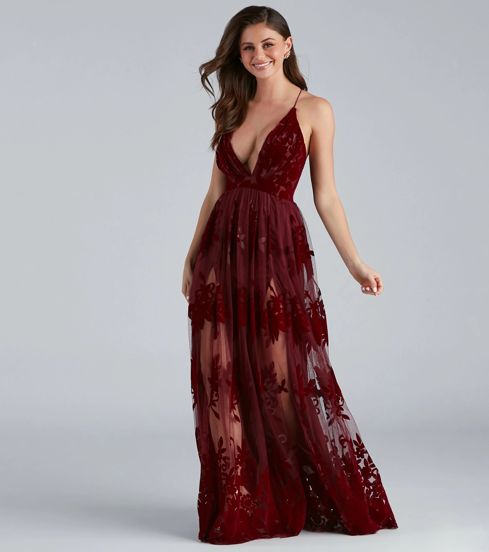 Windsor. Morgan Formal Flocked Velvet Dress 8 Windsor. Morgan Formal Flocked Velvet Dress - Image 6
