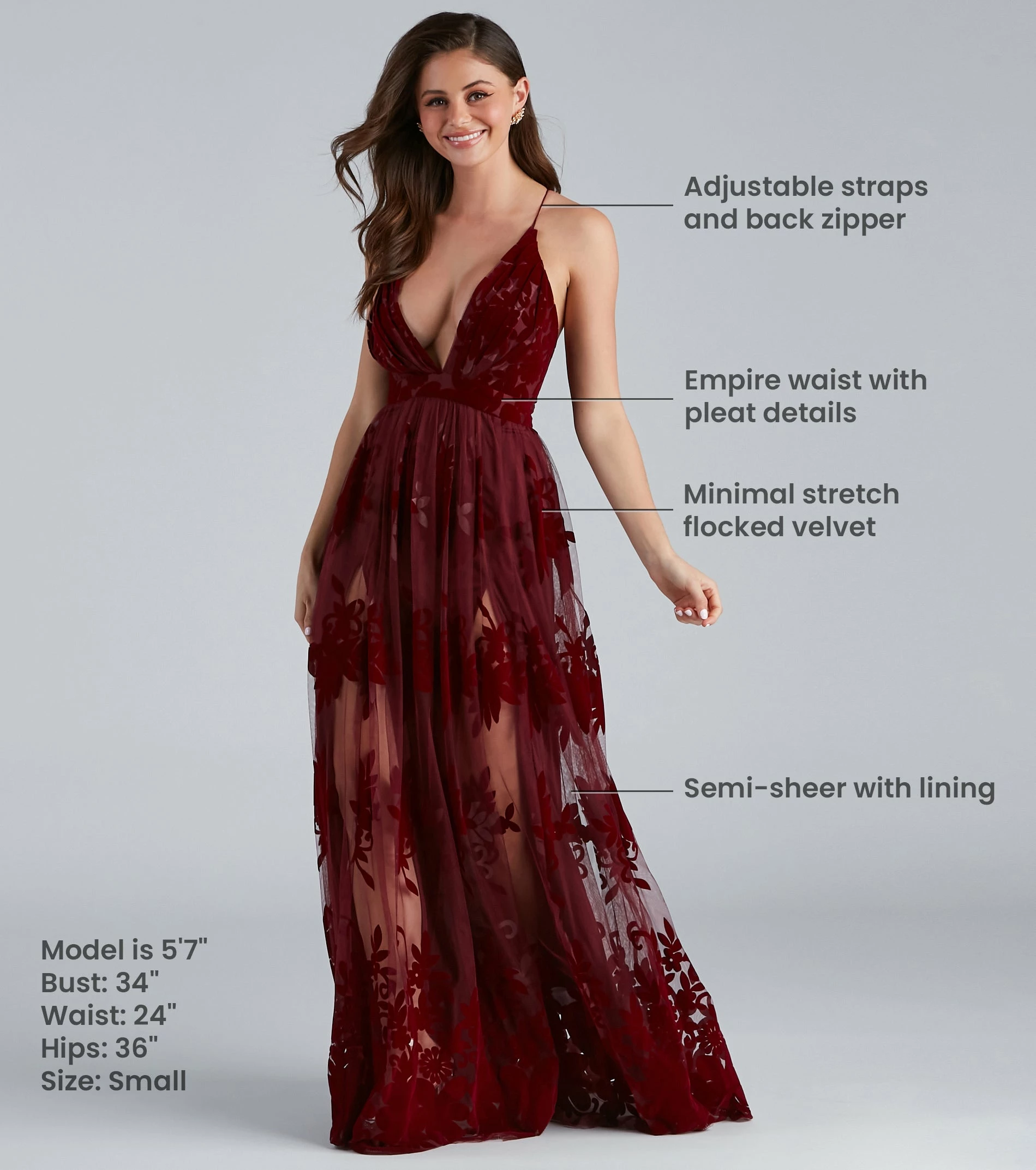 Windsor. Morgan Formal Flocked Velvet Dress 12 Windsor. Morgan Formal Flocked Velvet Dress - Image 10