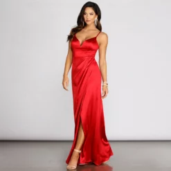 Windsor. Nori Formal Plunging Satin Dress -Deals Skirt Store 05002 0237 4 41d2a880 532b 4909 a6ca f73d83bdef09